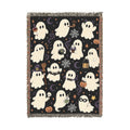 Cute Ghost Pattern Woven Blanket | Halloween Pumpkin Night Sky