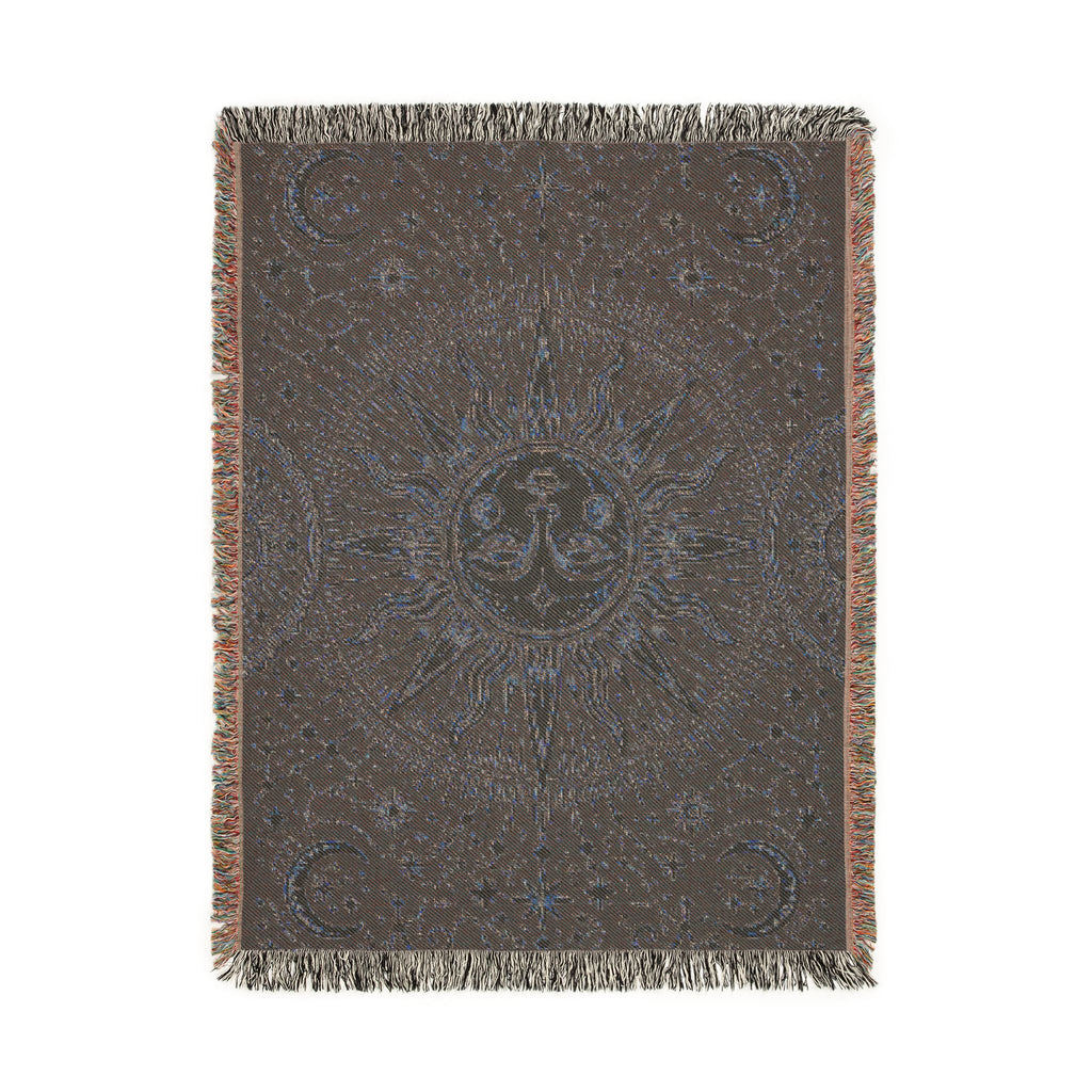 Celestial Sun Moon Tapestry Woven Blanket | Astrological Star Pattern Throw