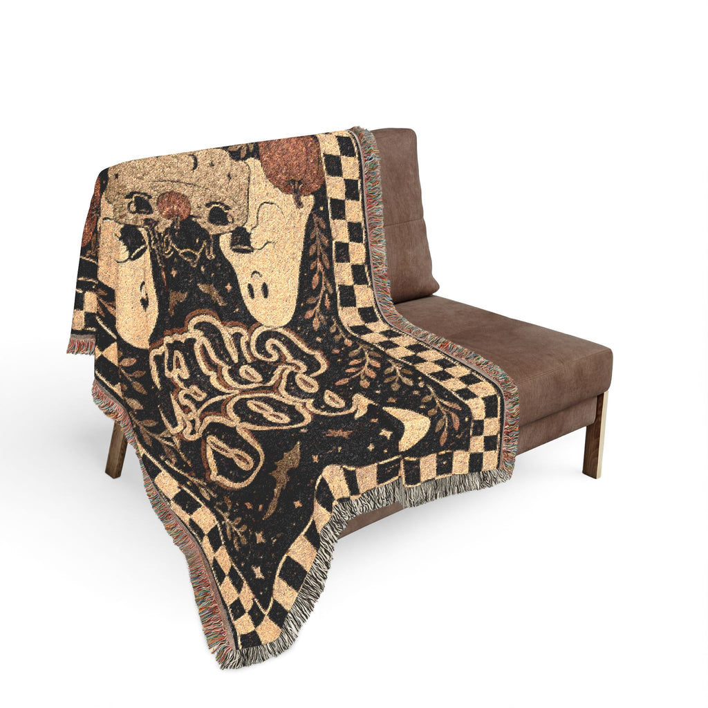 Boo Crew Woven Blanket | Ghosts Moon Checkerboard Halloween Throw