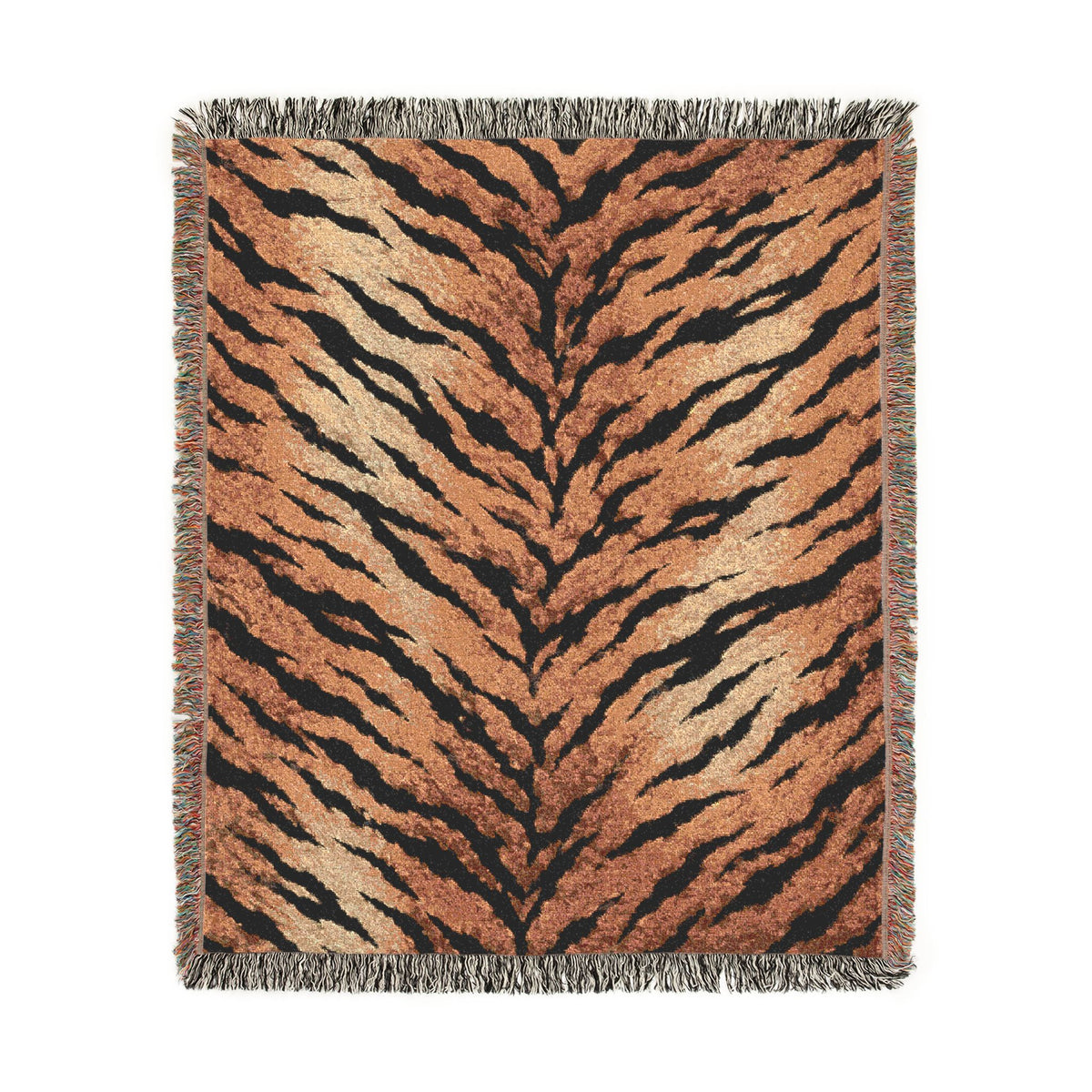 Tiger Stripe Pattern Woven Blanket | Animal Print Throw