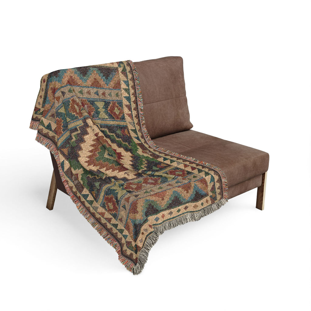 Southwestern Geometric Woven Blanket | Aztec Throw, Tribal Pattern