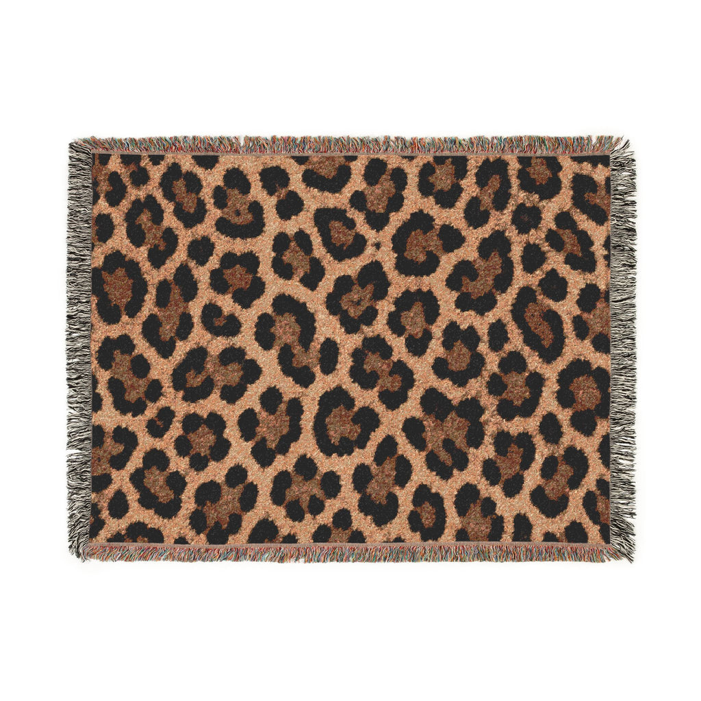 Leopard Print Woven Blanket – Cozy Animal Print Throw for Home & Travel