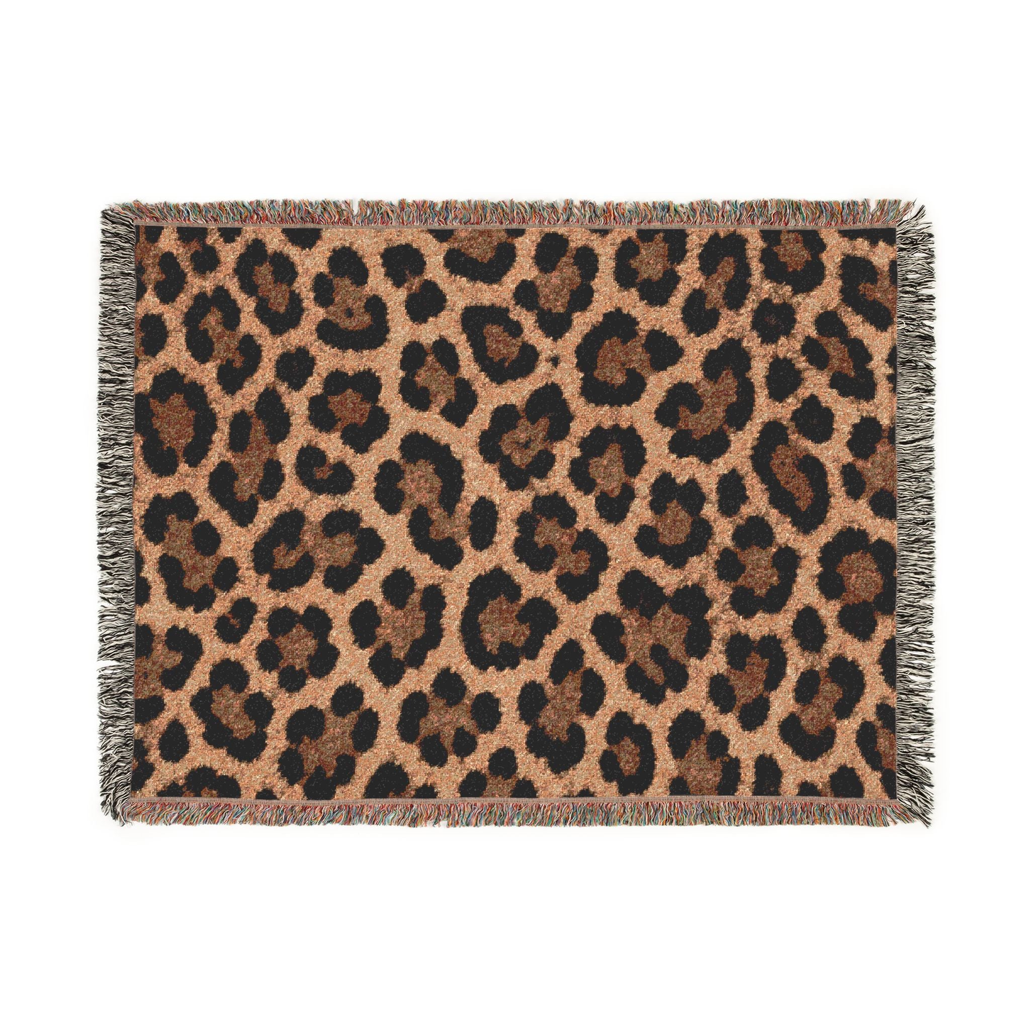 Leopard Print Woven Blanket – Cozy Animal Print Throw for Home & Travel