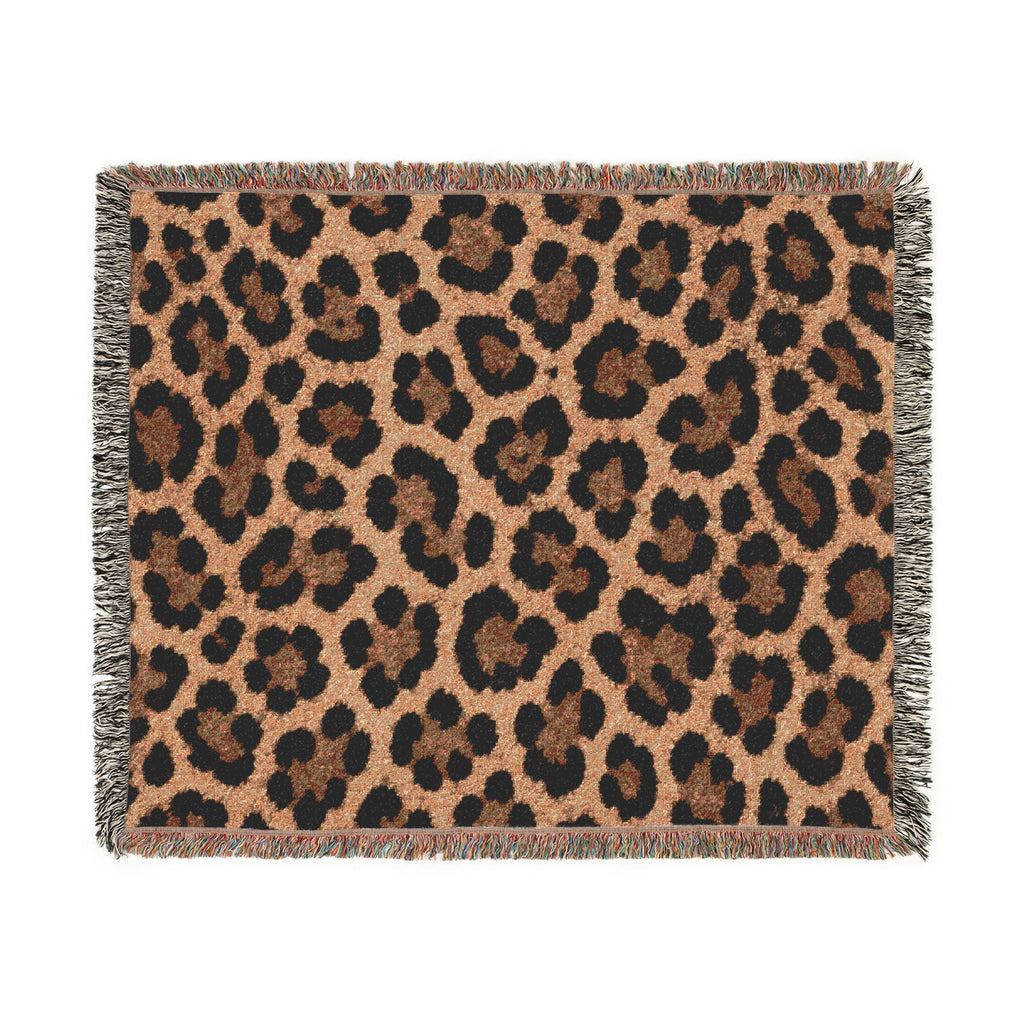 Leopard Print Woven Blanket – Cozy Animal Print Throw for Home & Travel