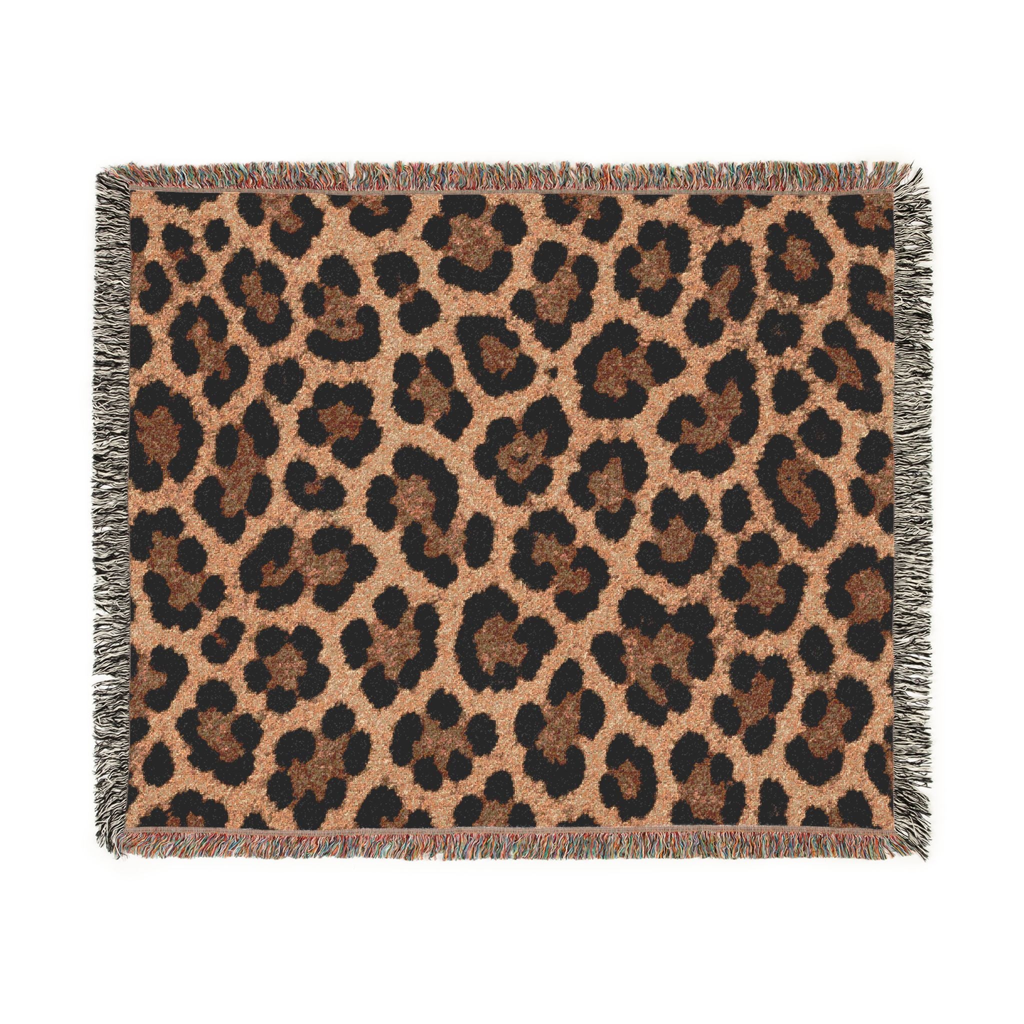 Leopard Print Woven Blanket – Cozy Animal Print Throw for Home & Travel