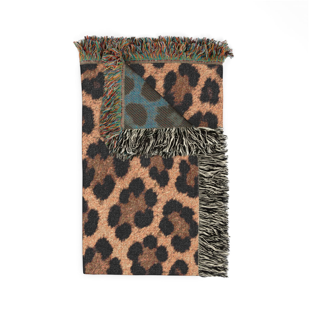 Leopard Print Woven Blanket – Cozy Animal Print Throw for Home & Travel