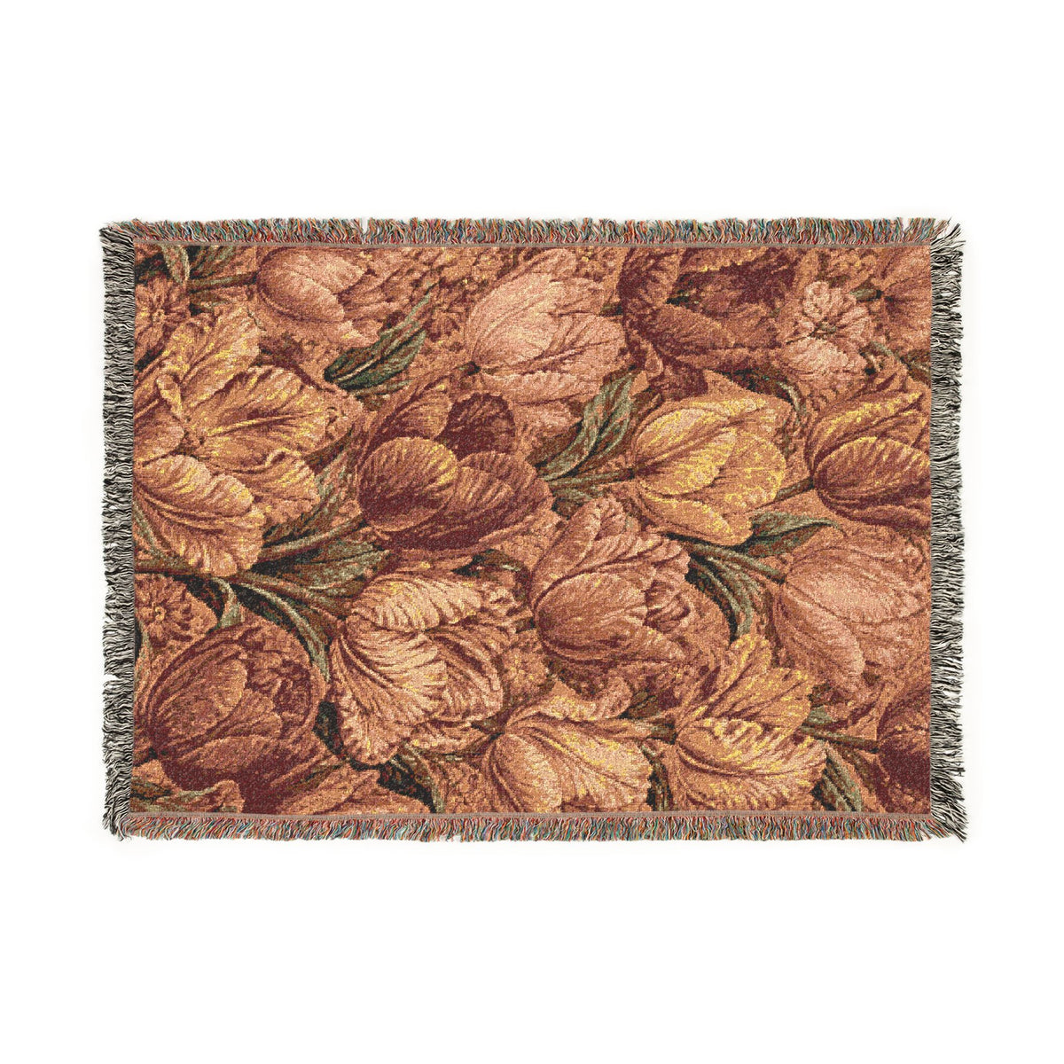 Vintage Floral Tapestry Woven Blanket | Rose Pattern, Decorative Throw