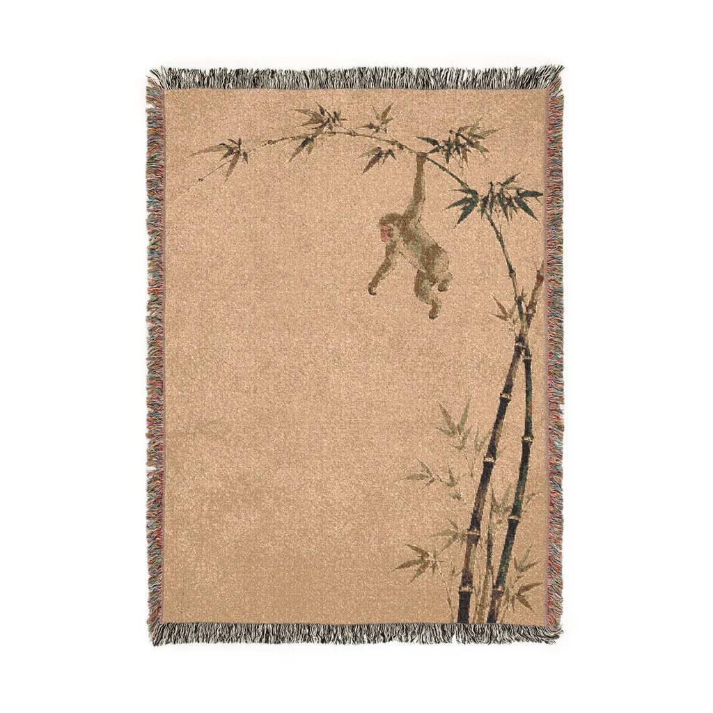 Monkey Branch Woven Blanket | Tropical Primate Tapestry Throw