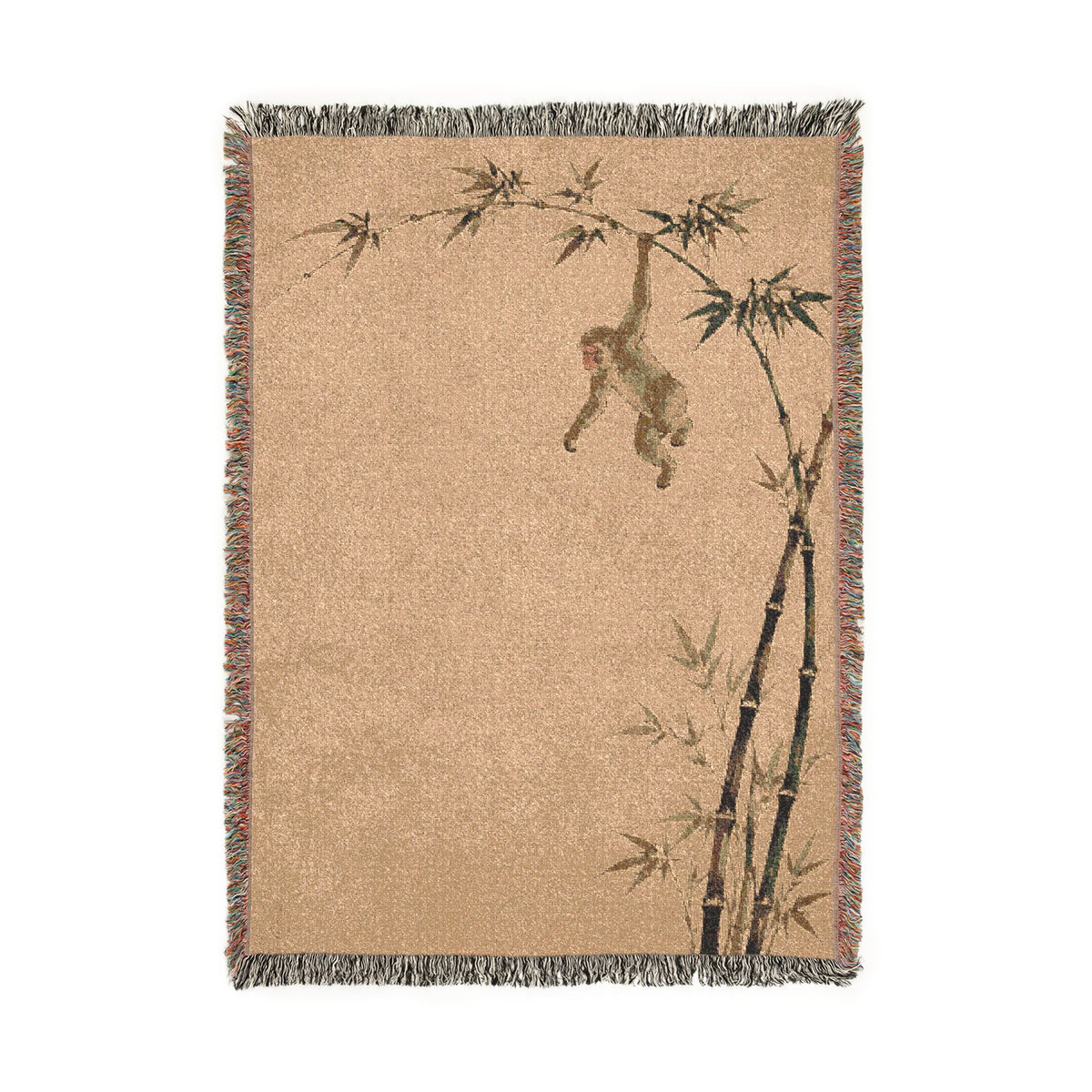 Monkey Branch Woven Blanket | Tropical Primate Tapestry Throw