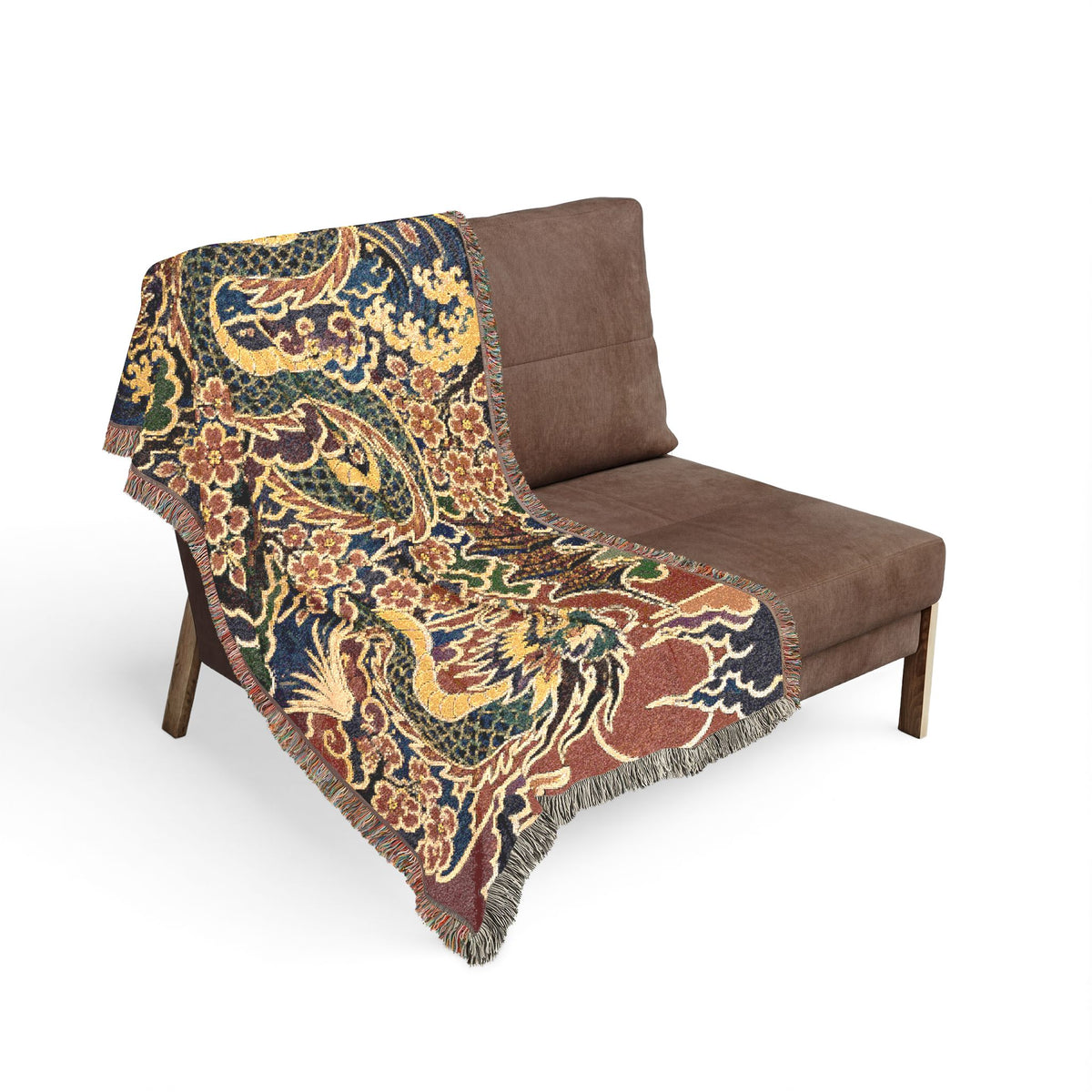 Dragon Tapestry Woven Blanket | Mythical Serpent Pattern Throw