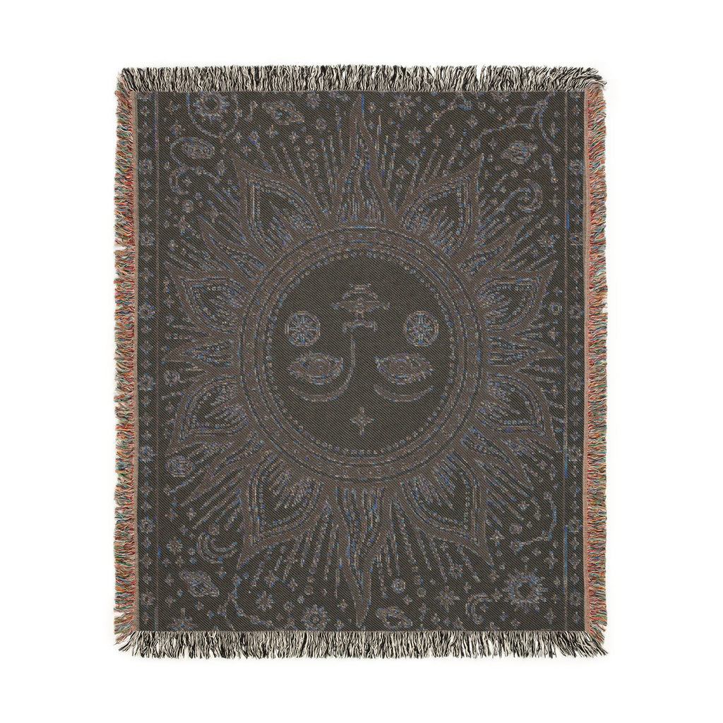 Celestial Sun and Moon Woven Blanket | Boho Tapestry Throw