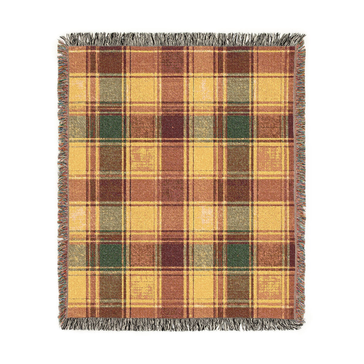 Plaid Tartan Throw Blanket | Woven Fringe Cozy Pattern
