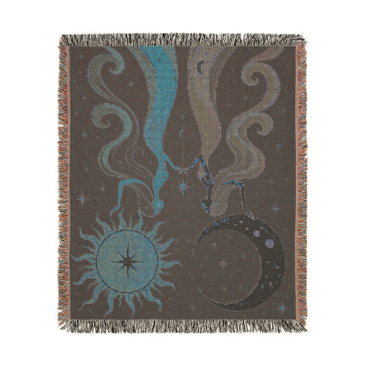 Sun and Moon Tapestry Woven Blanket | Celestial Waves Throw