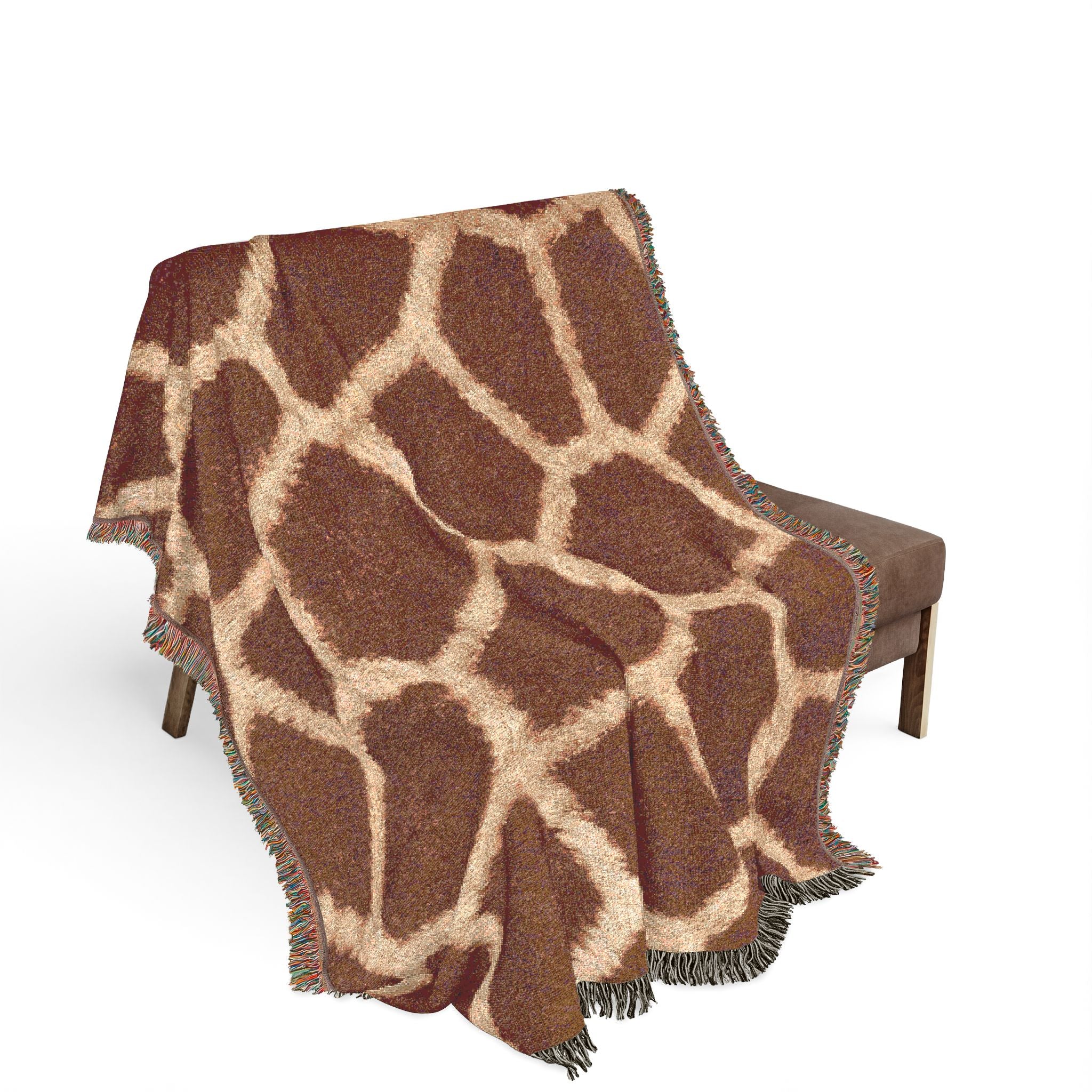 Giraffe Print Woven Blanket | Animal Spot Pattern, Earth Tone Throw