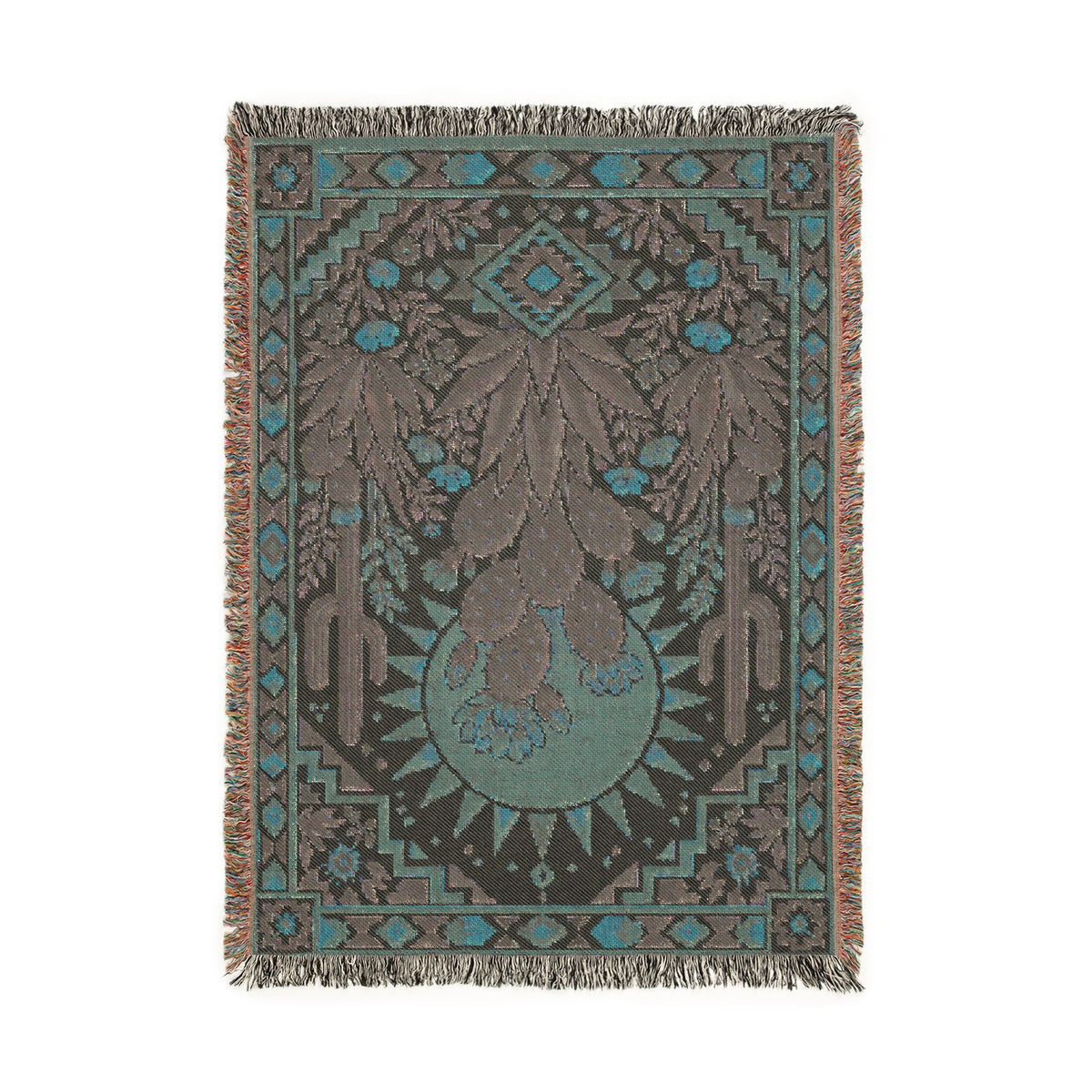Desert Cactus Sun Woven Blanket | Southwestern Throw