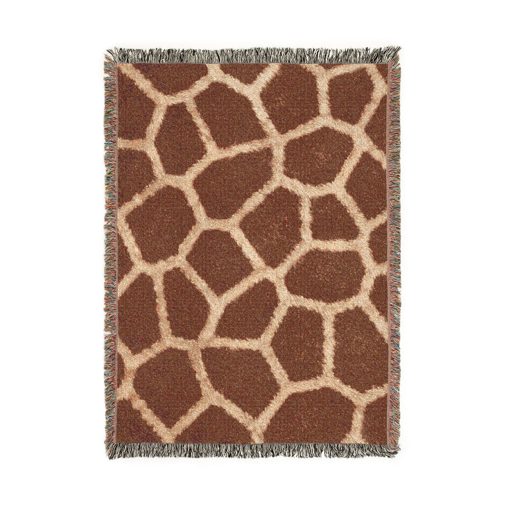 Giraffe Print Woven Blanket | Animal Spot Pattern, Earth Tone Throw
