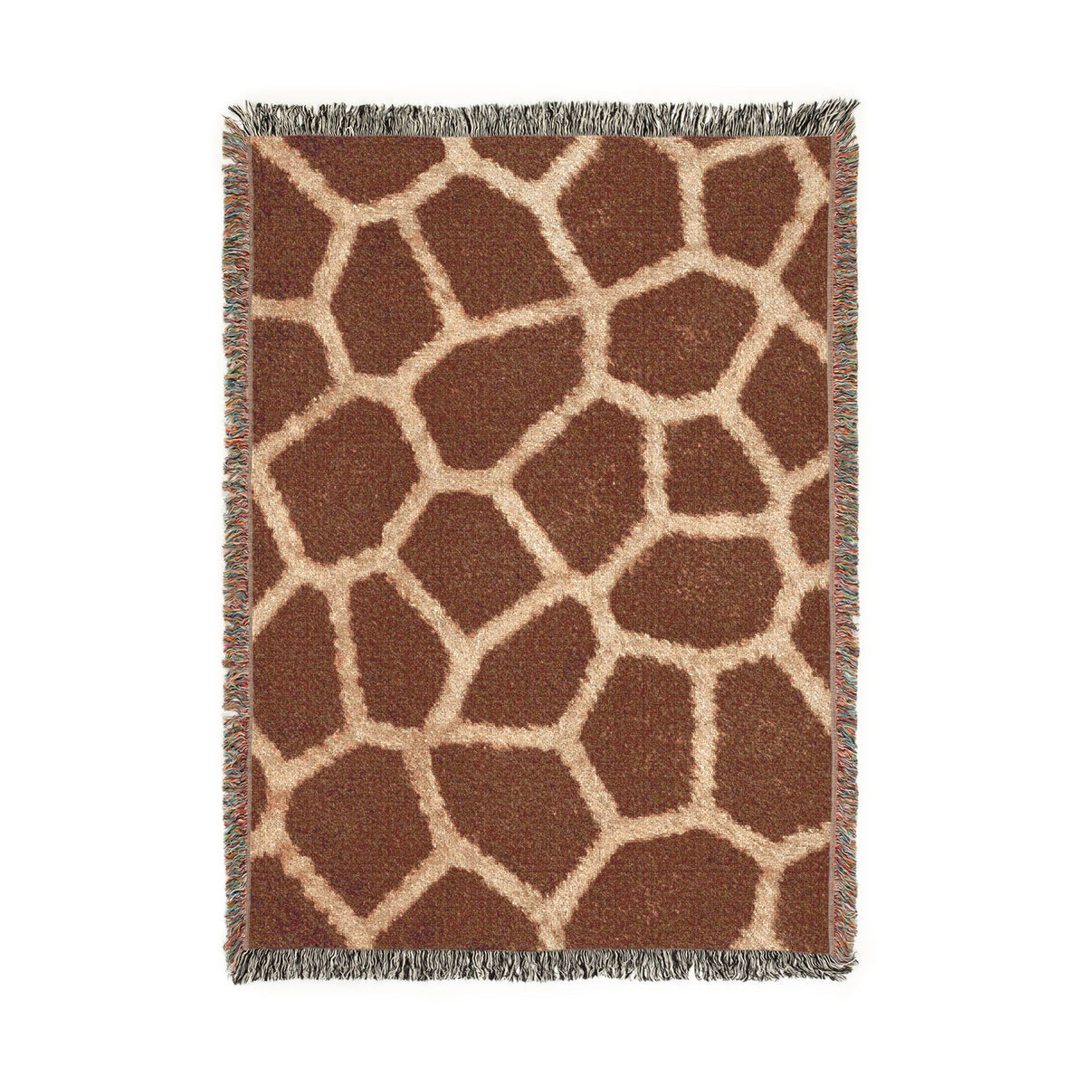 Giraffe Print Woven Blanket | Animal Spot Pattern, Earth Tone Throw
