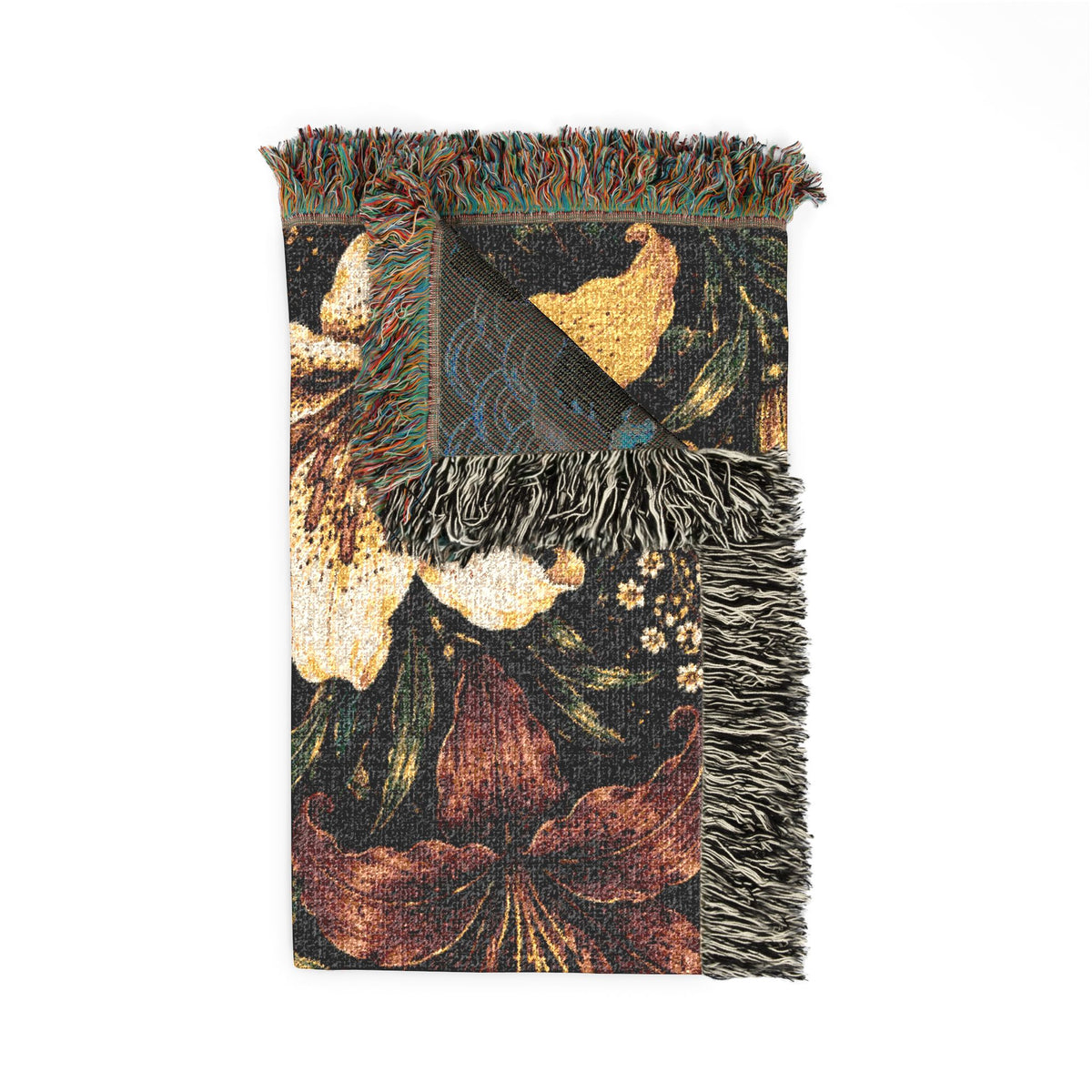Vintage Floral Lily Woven Blanket | Tapestry Throw, Rustic Home Decor