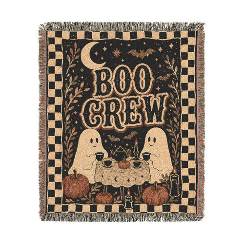 Boo Crew Woven Blanket | Ghosts Moon Checkerboard Halloween Throw
