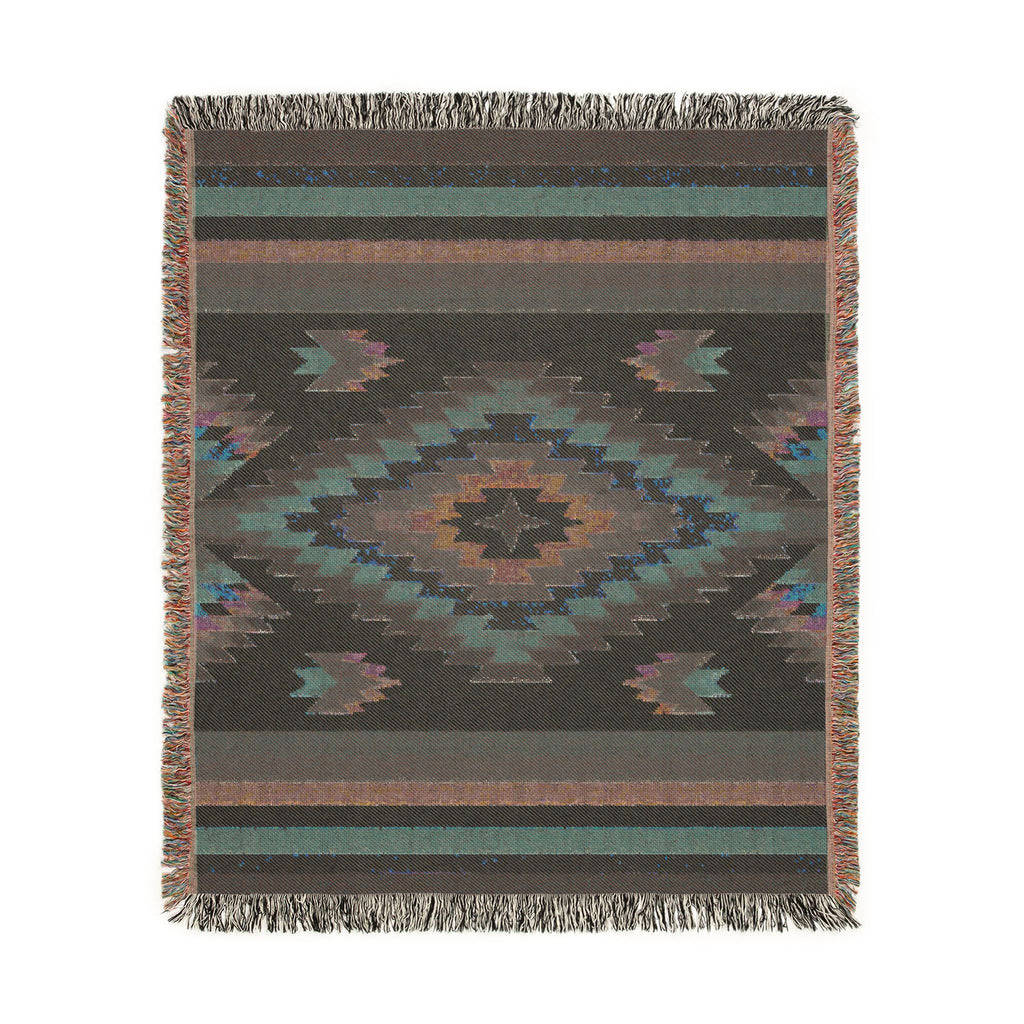 Southwestern Diamond Pattern Woven Blanket | Aztec Navajo Medallion Throw