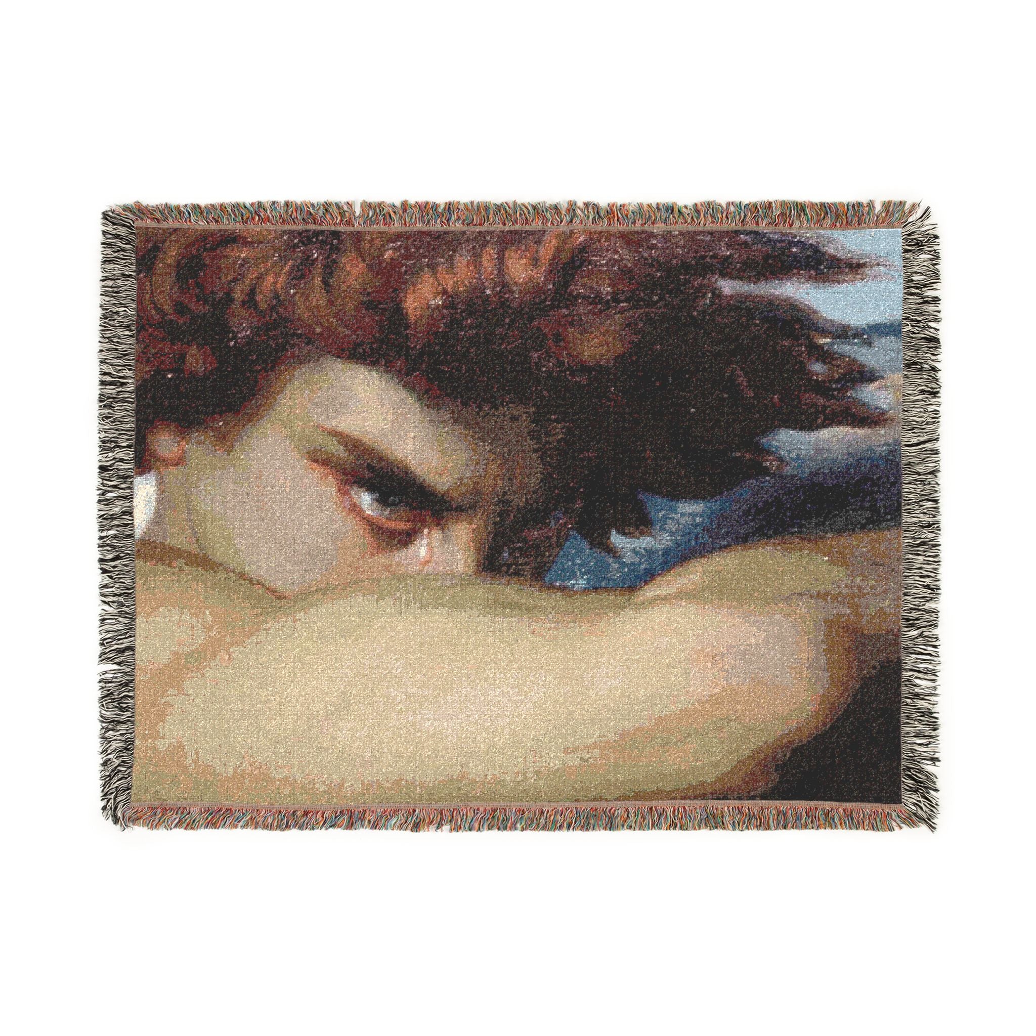 The Fallen Angel woven blanket | vintage art tapestry throw