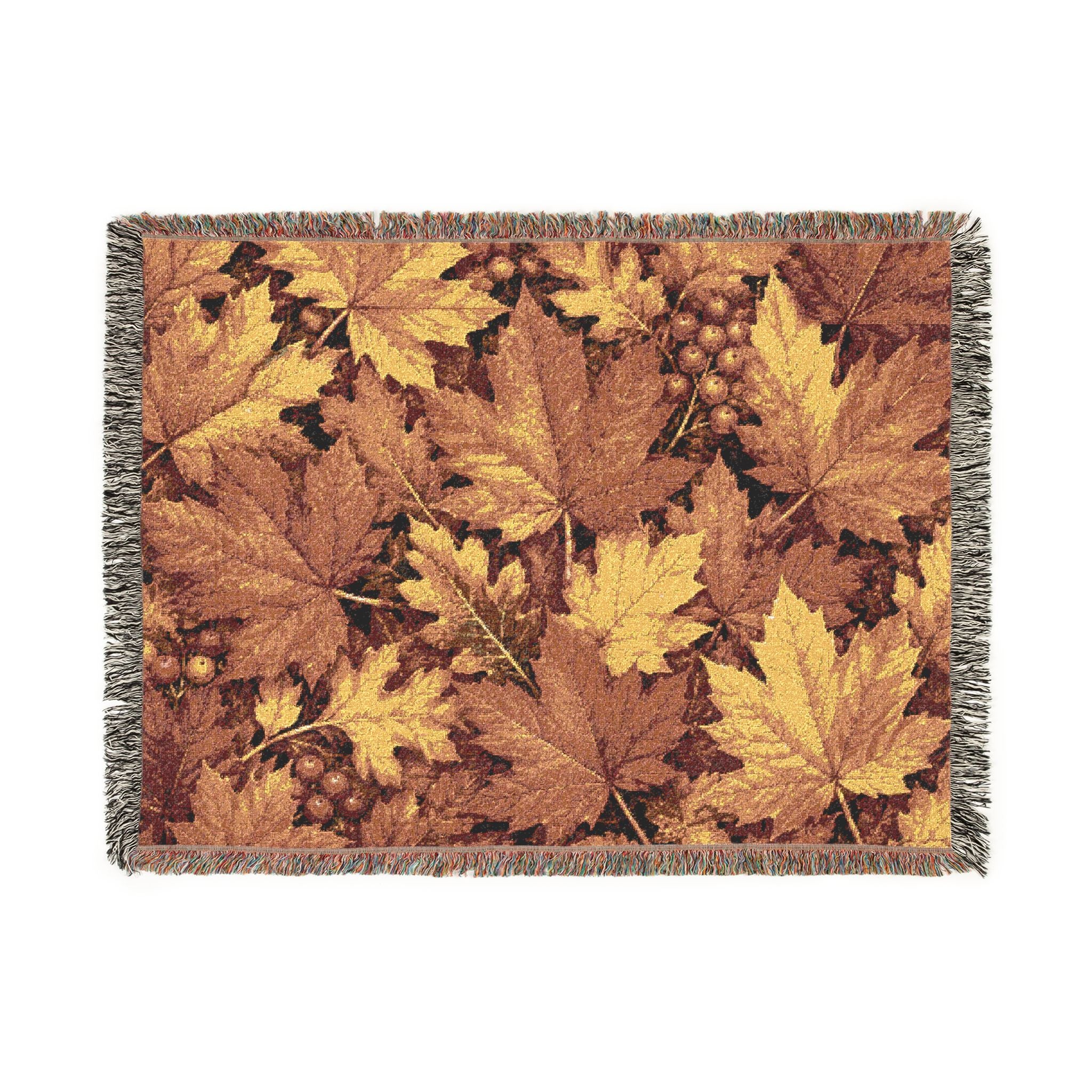 Woven Blanket — Autumn Leaves Throw Blanket (Fall Foliage Tapestry)