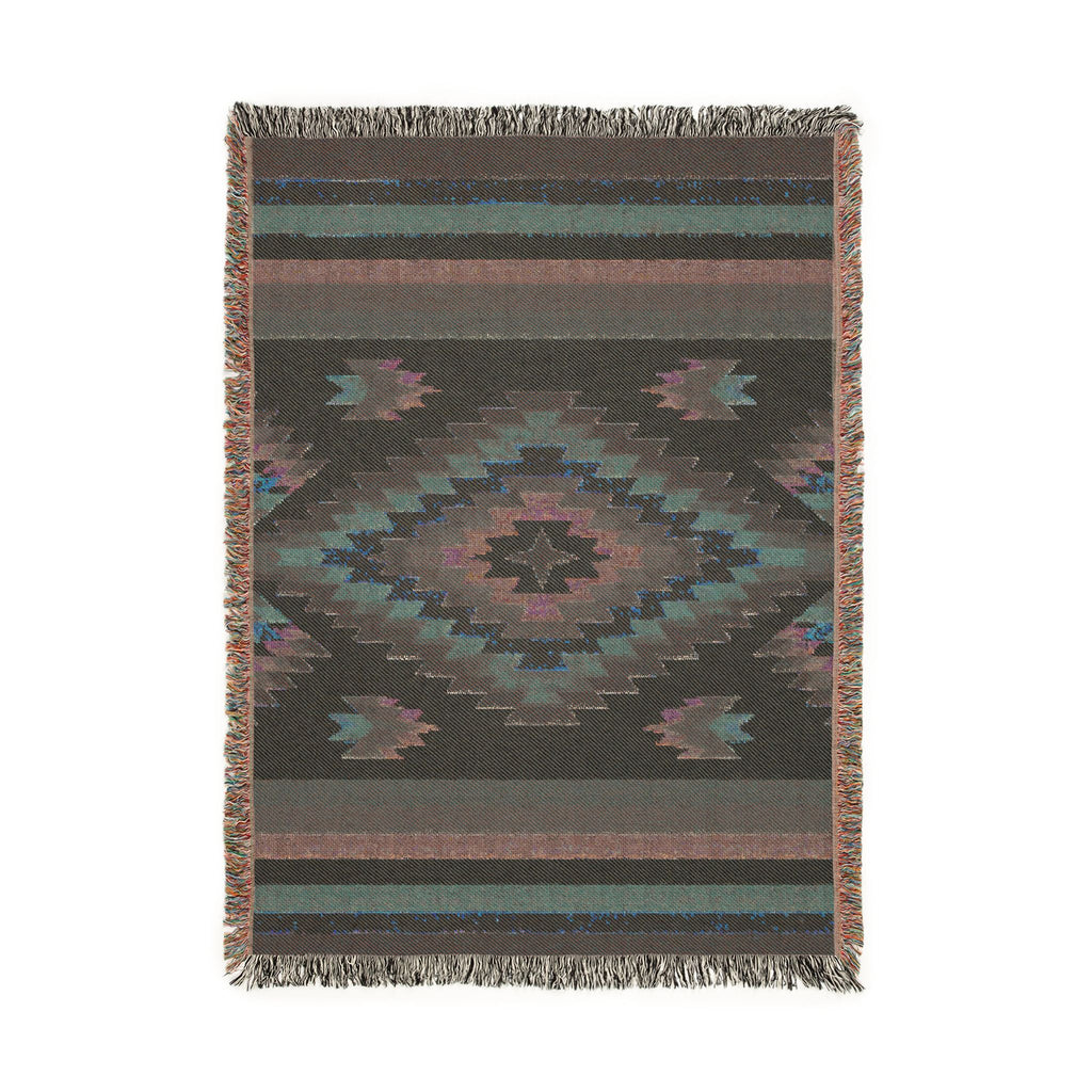 Southwestern Diamond Pattern Woven Blanket | Aztec Navajo Medallion Throw