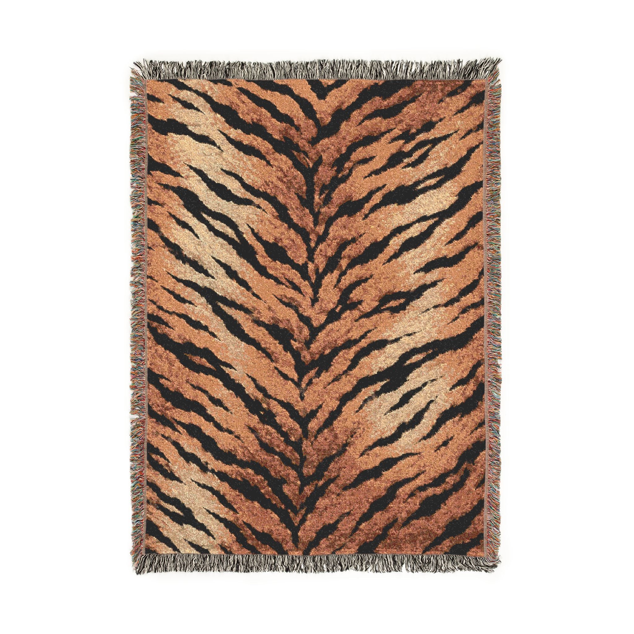 Tiger Stripe Woven Blanket — Cozy Animal Print Throw for Living Room & Bed