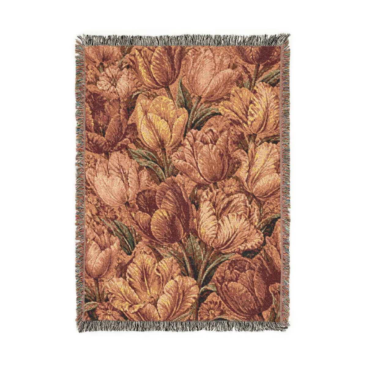 Vintage Floral Tapestry Woven Blanket | Rose Pattern, Decorative Throw