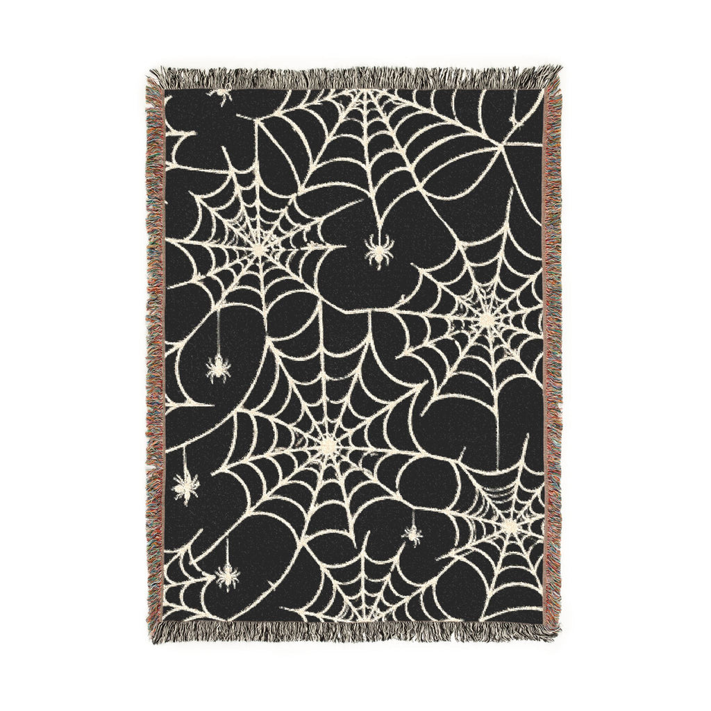 Spiderweb Pattern Woven Blanket | Gothic Halloween Decor