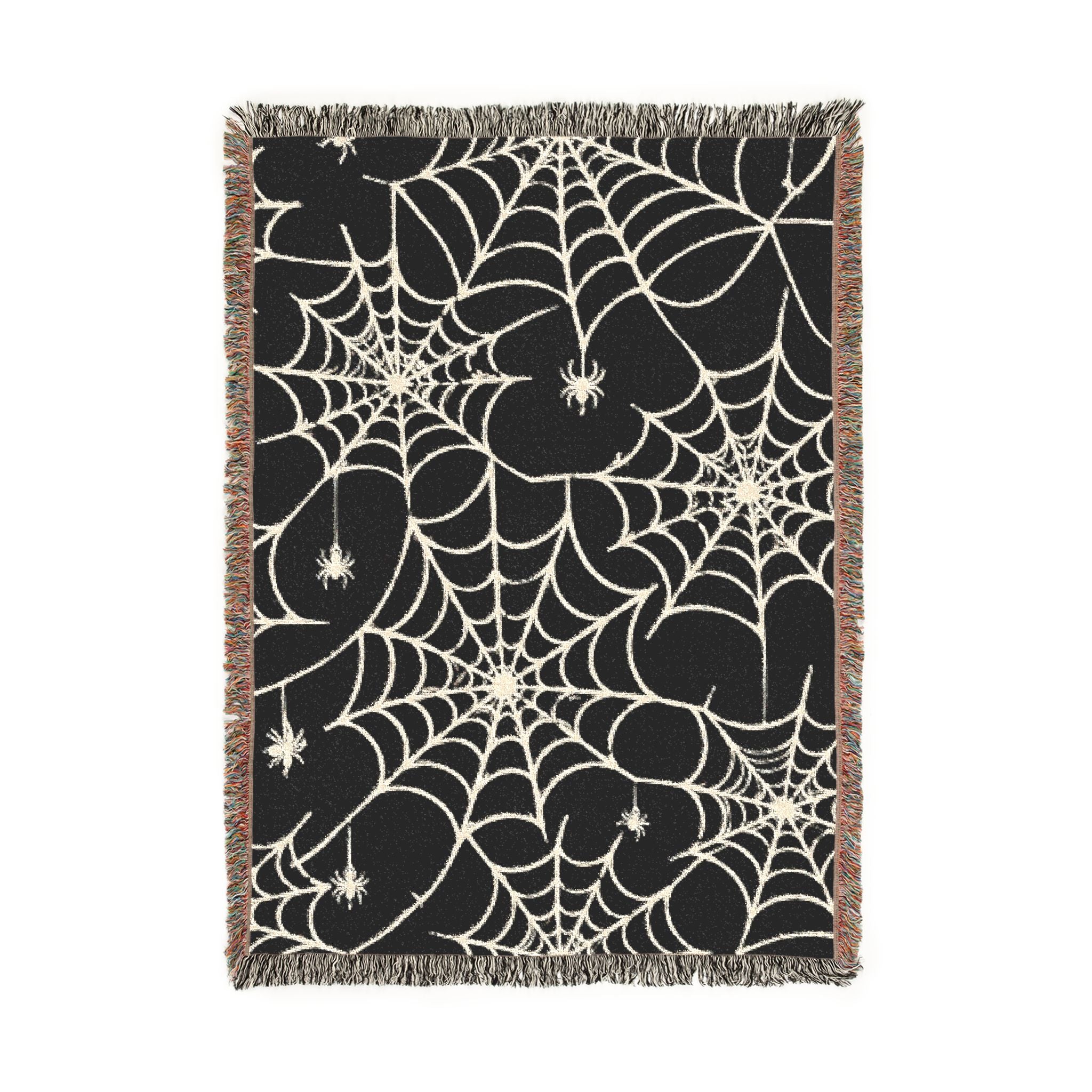 Spiderweb Pattern Woven Blanket | Gothic Halloween Decor