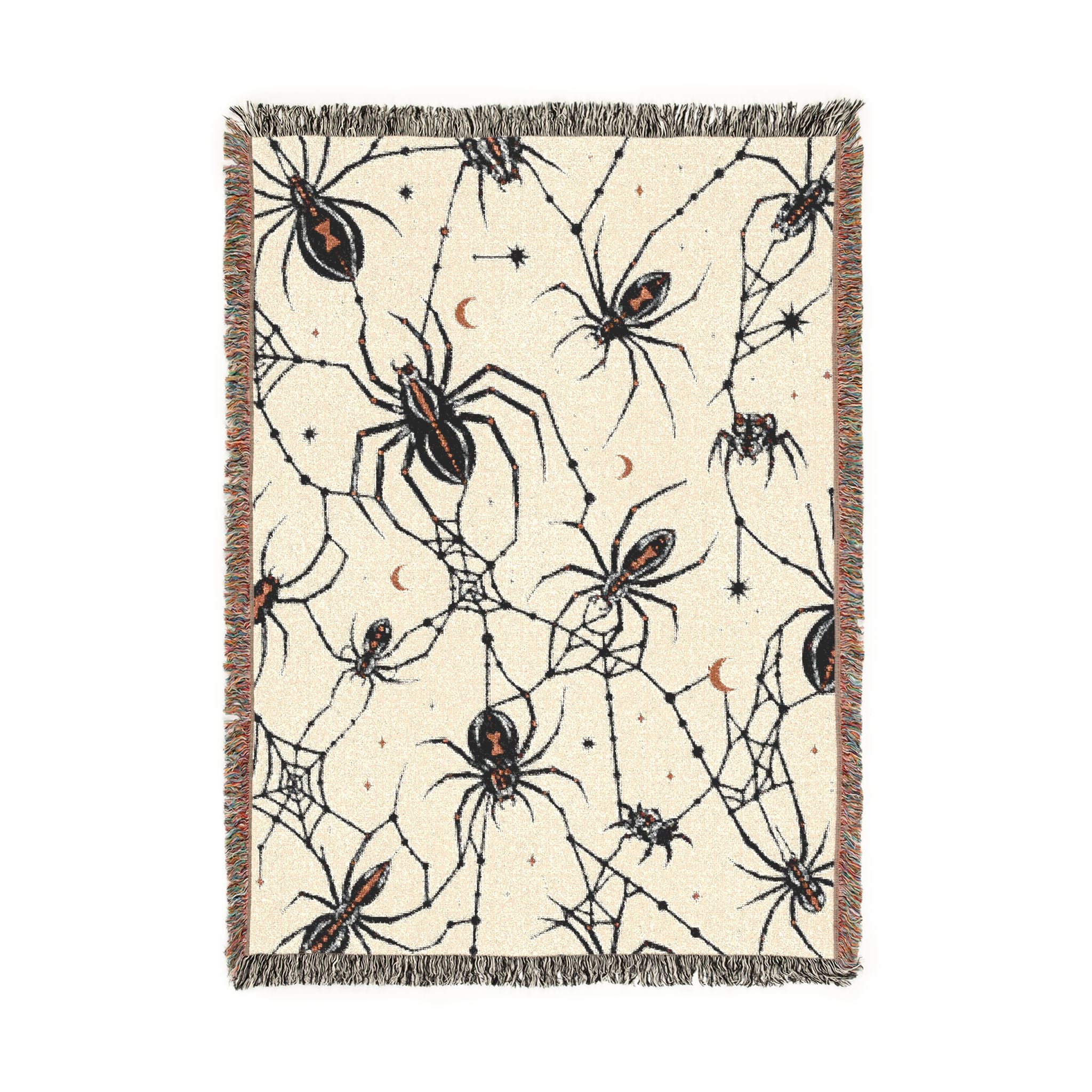Black Widow Spider Pattern Woven Blanket | Halloween Spooky Arachnid Throw
