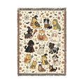dog Pattern Woven Blanket | Cute Character Throw, Cozy Home Decor