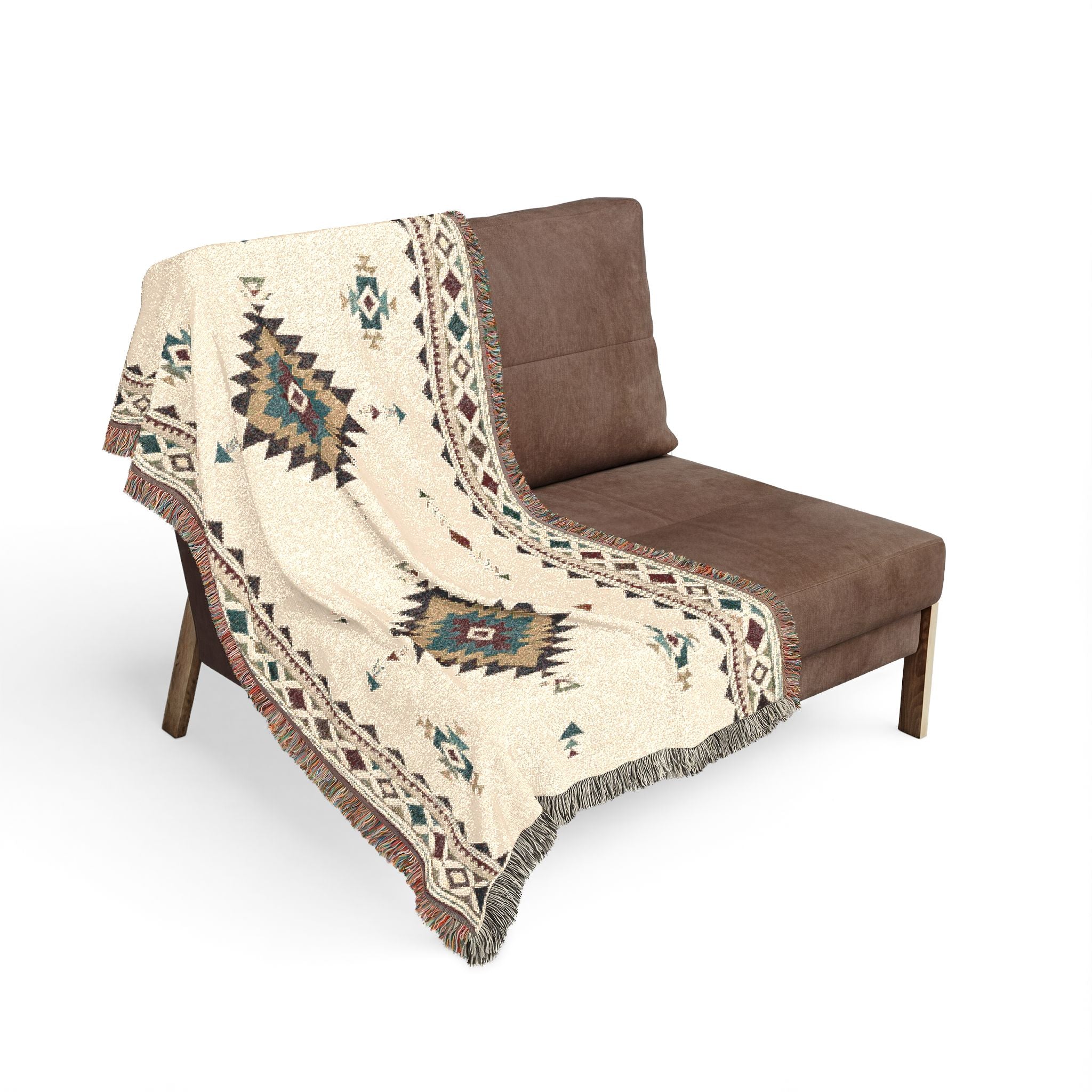 Southwestern Diamond Woven Blanket | Aztec Throw Fringe Tapestry