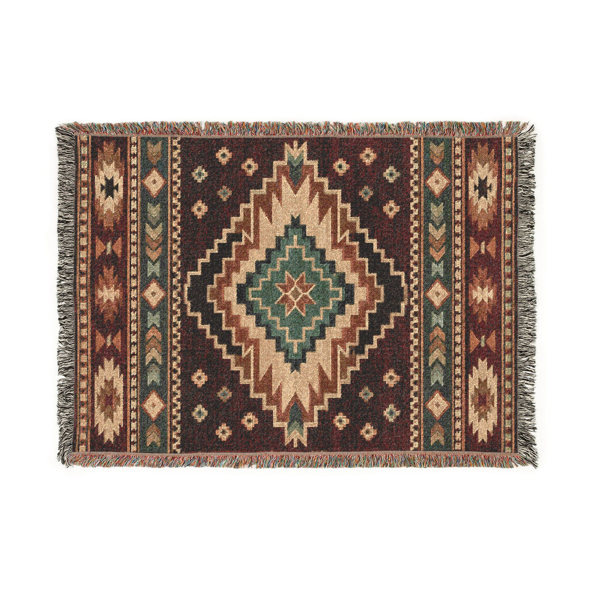 Southwestern Diamond Pattern Woven Blanket | Aztec Tribal Throw