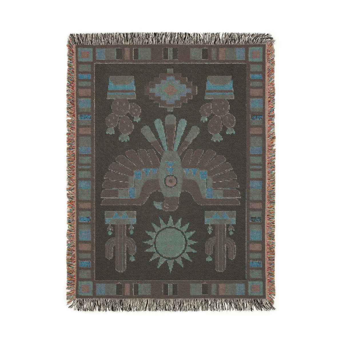 Southwestern Thunderbird Woven Blanket | Native Pattern Throw