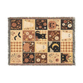 Patchwork Farmhouse Animals Moon Stars woven blanket | cozy throw, rustic decor