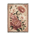Vintage Floral Tapestry Woven Blanket | Rose Bouquet Throw