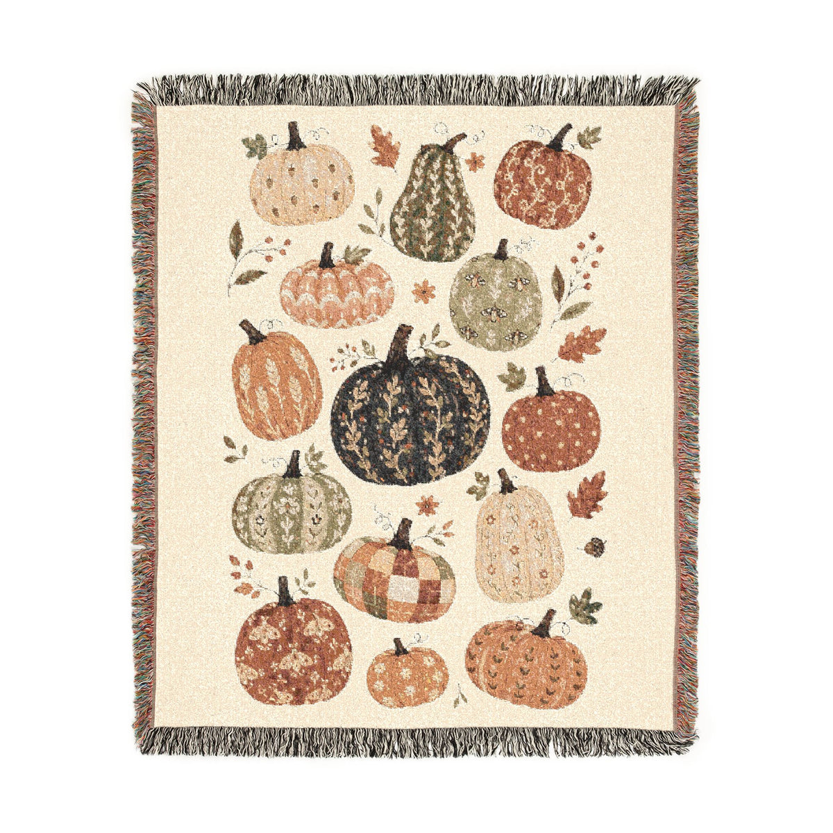 Patchwork Pumpkins Woven Blanket | Fall Harvest Throw
