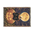 Black Cat Pumpkin Moon Woven Blanket | Halloween October Cozy Throw