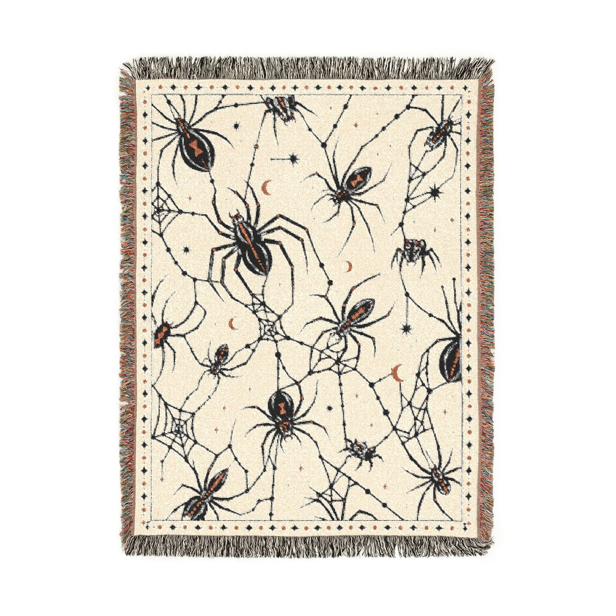 Black Widow Spider Pattern Woven Blanket | Halloween Spooky Arachnid Throw