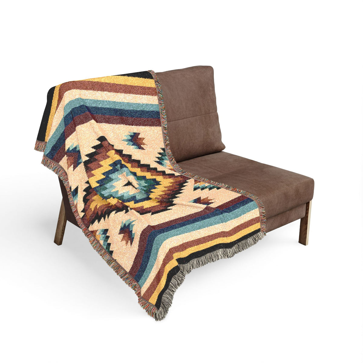 Southwestern Diamond Pattern Woven Blanket | Aztec Navajo Medallion Throw