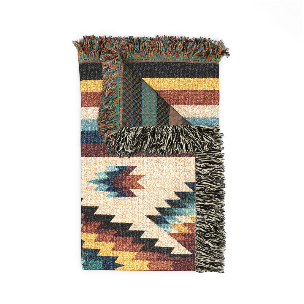 Southwestern Diamond Pattern Woven Blanket | Aztec Navajo Medallion Throw