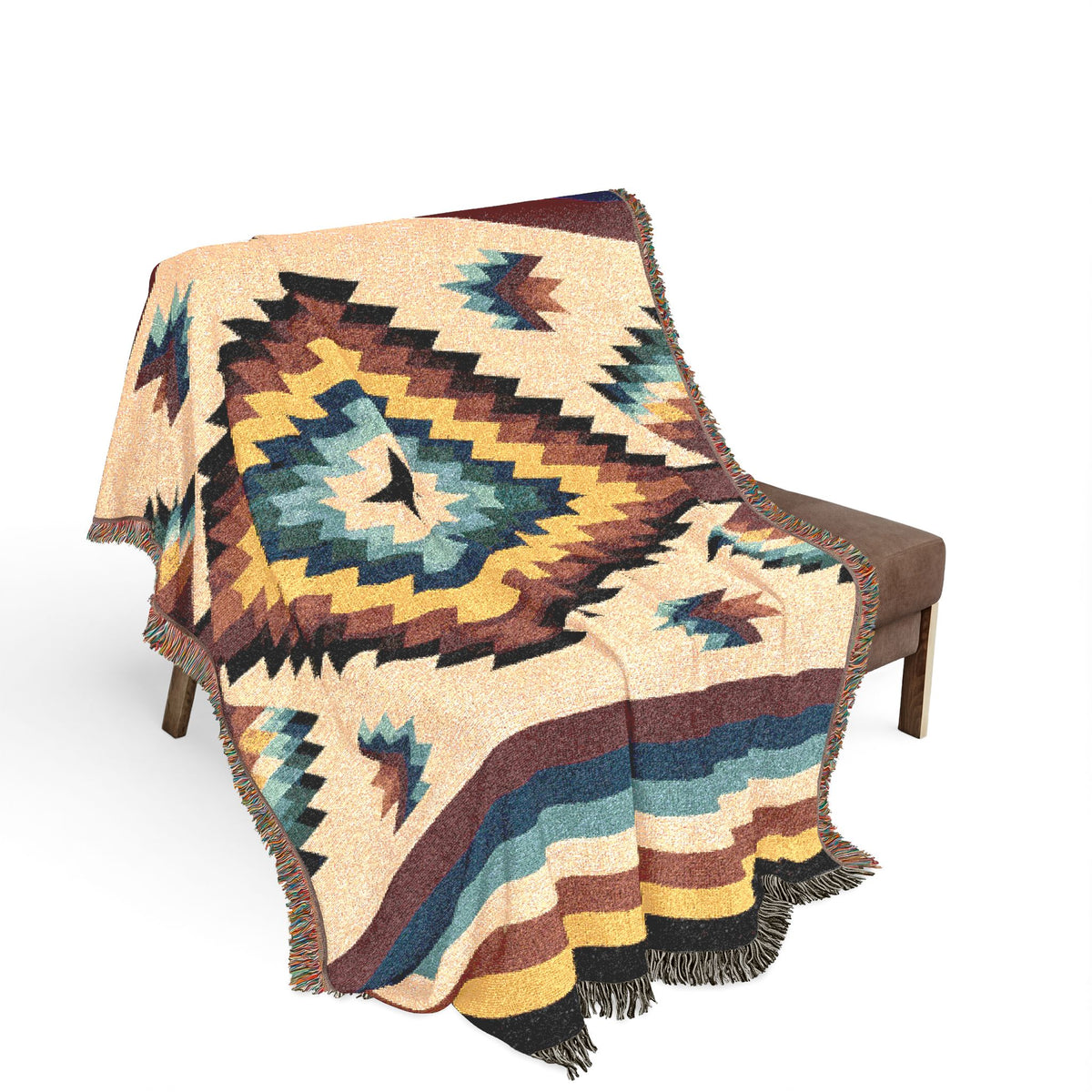 Southwestern Diamond Pattern Woven Blanket | Aztec Navajo Medallion Throw