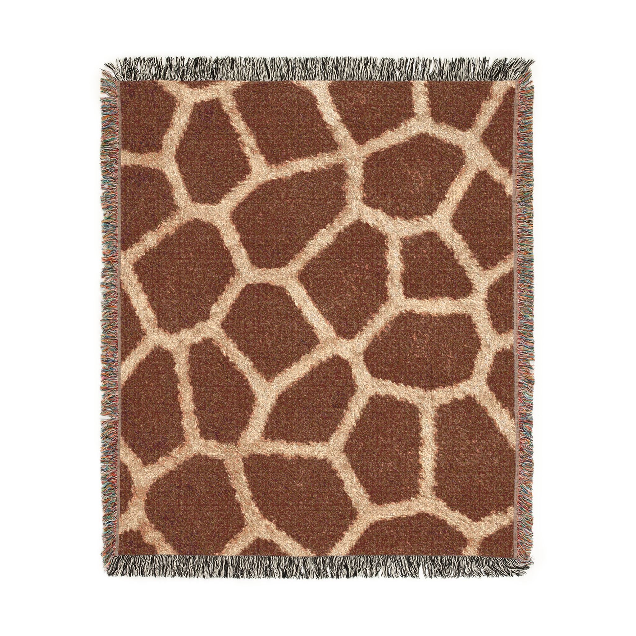 Giraffe Print Woven Blanket | Animal Spot Pattern, Earth Tone Throw