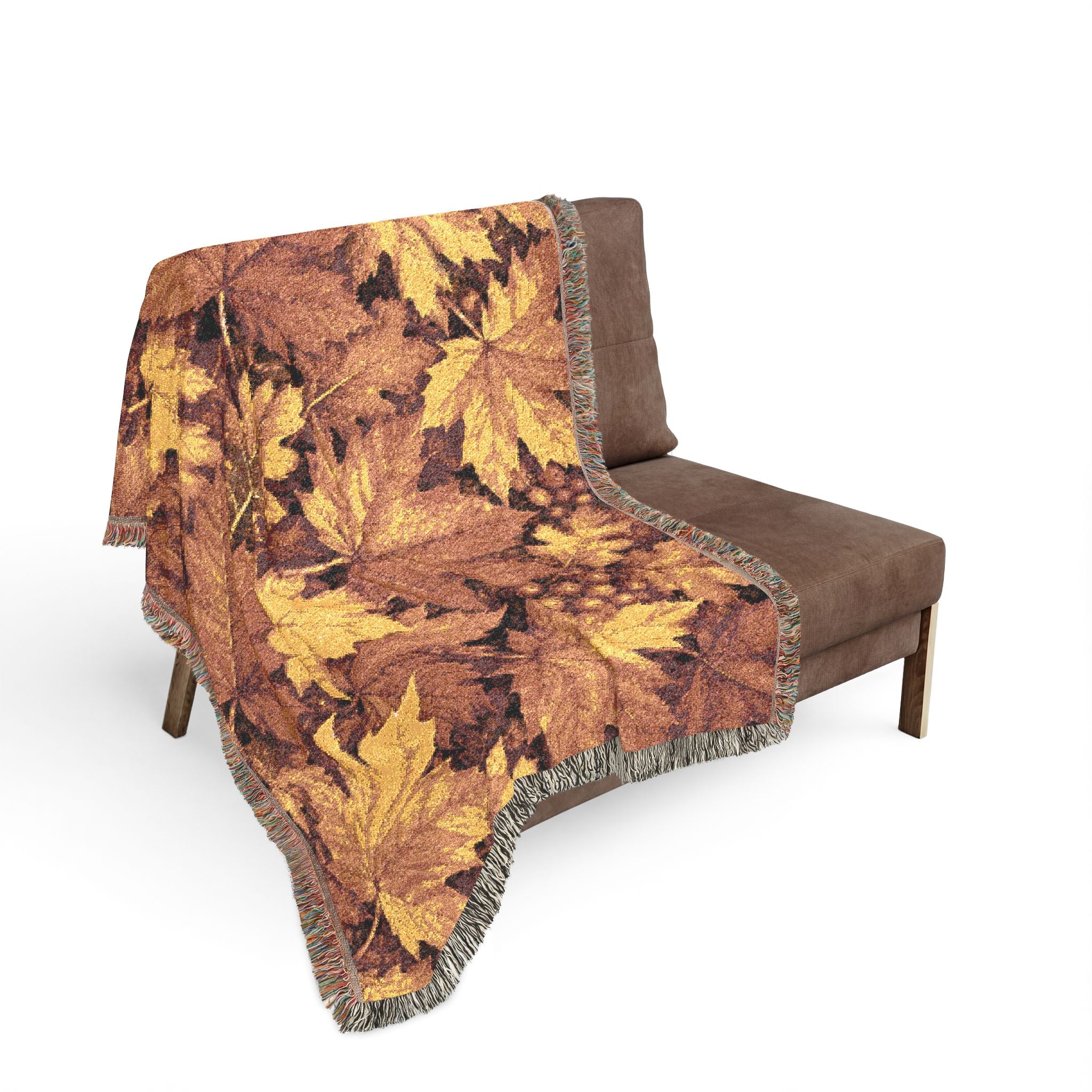 Woven Blanket — Autumn Leaves Throw Blanket (Fall Foliage Tapestry)