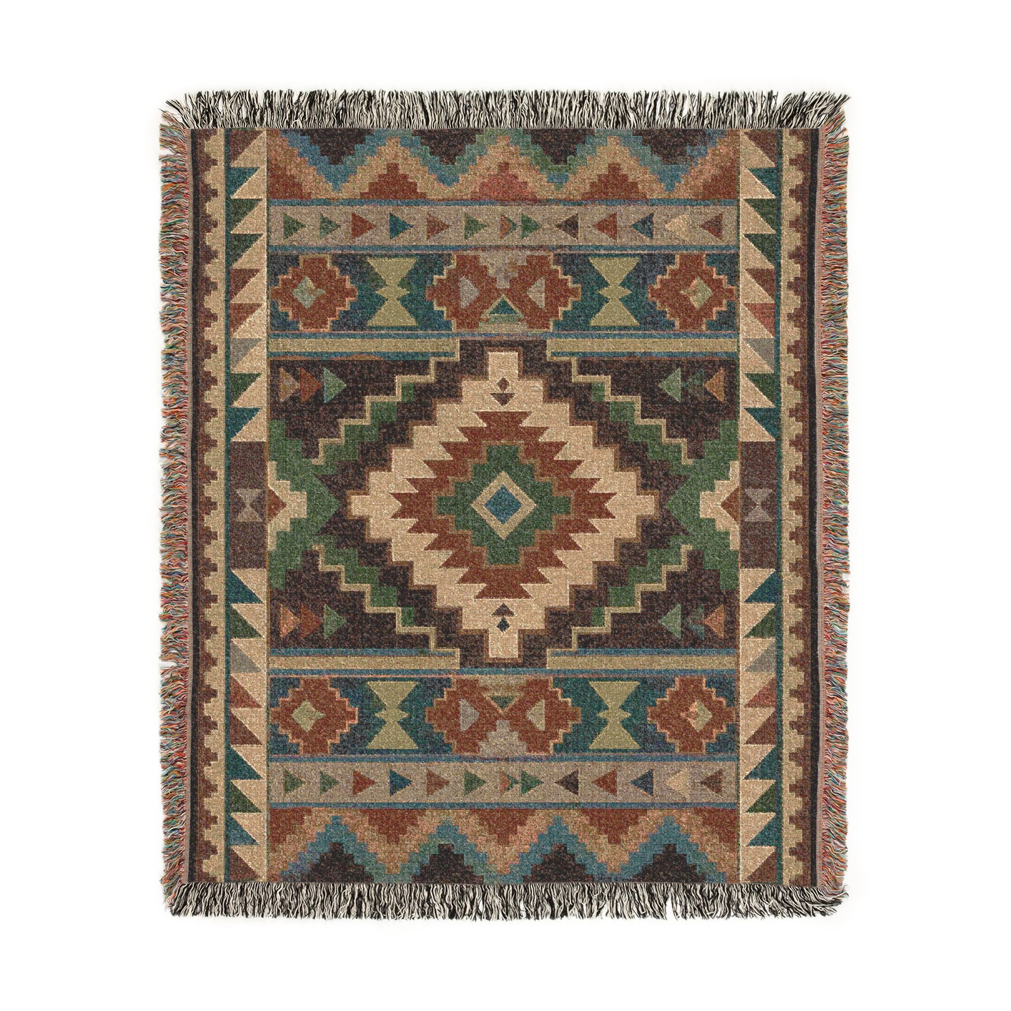 Southwestern Geometric Woven Blanket | Aztec Throw, Tribal Pattern