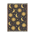 Sun and Moon Pattern Woven Blanket | Celestial Throw, Starry Night Tapestry