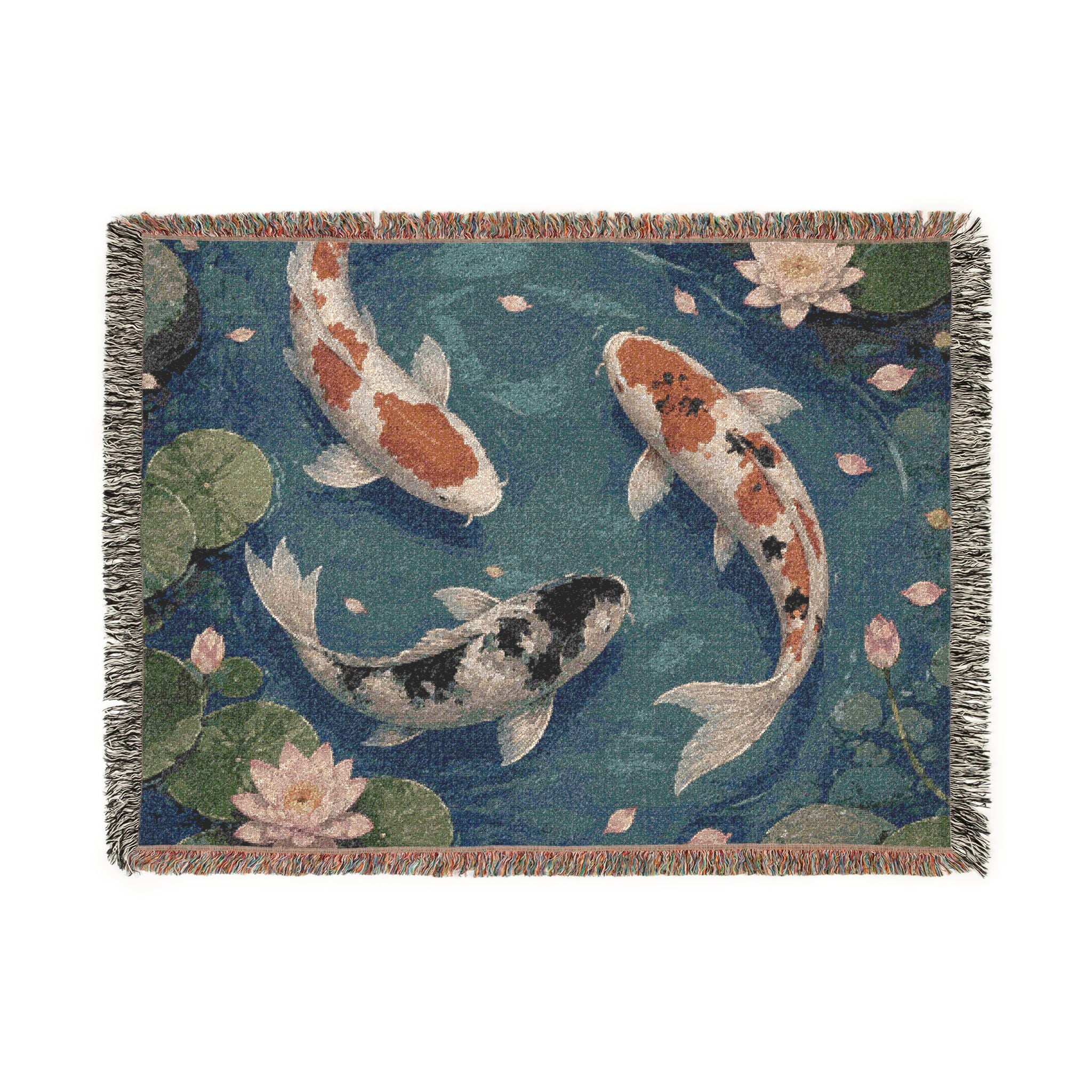Koi Pond Woven Throw Blanket