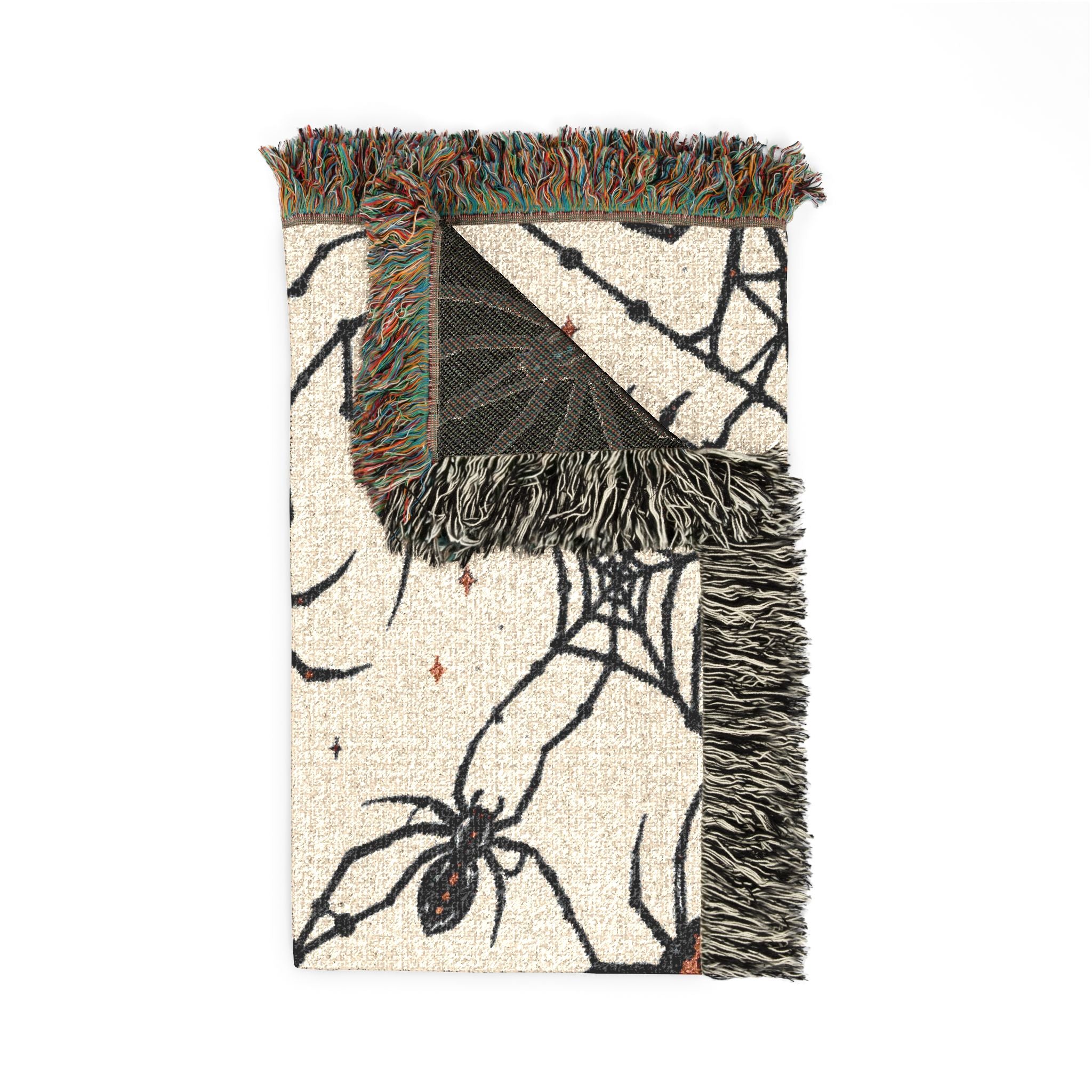 Black Widow Spider Pattern Woven Blanket | Halloween Spooky Arachnid Throw